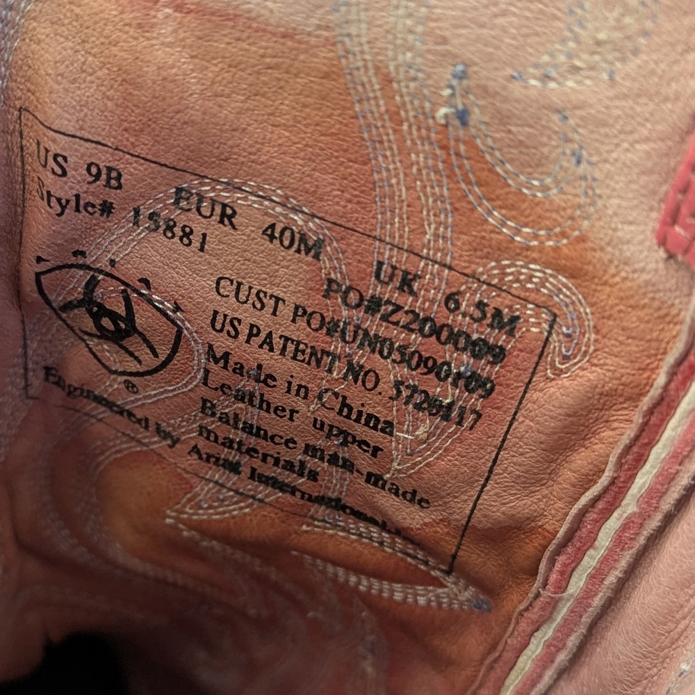 Ariat Women Tan Pink Leather Square Toe Western Boots Style 15881 Size 9 B - Picture 8 of 11